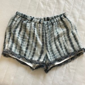 Zara tie dye shorts with lace trim